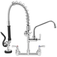 21" Height Commercial Faucet with Sprayer, 8" Adjustable Center  8" Add-on S...