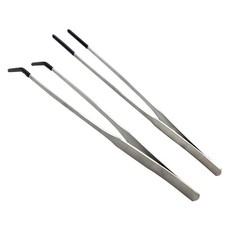 Stainless Steel Straight and Curved Tweezers Aquarium Tweezers with Rubber Ti...