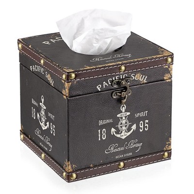 Sumnacon Retro Wood Square Tissue Box Cover - Vintage Cube Tissue Box Holder, De