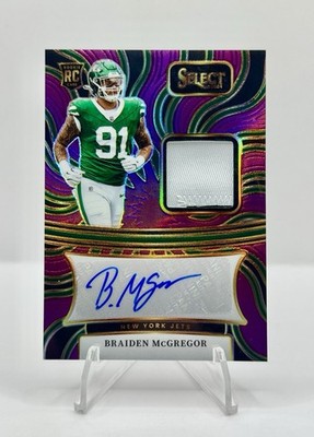 2024 Panini Select BRAIDEN McGREGOR Purple Prizm Rookie Patch Auto RPA Jets /49