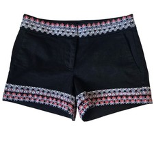 LOFT Black Embroidered Shorts Size 00 NWT Boho Floral Trim
