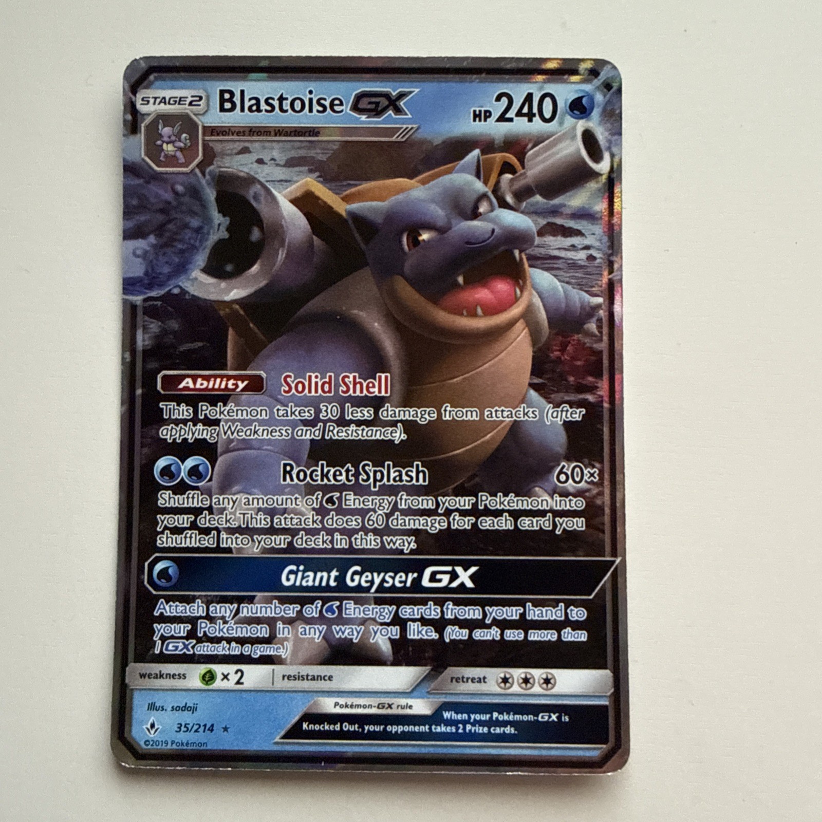 Pokemon Blastoise GX Ultra Rare 35/214 Sun Moon Unbroken Bonds Holo NM Card