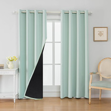 100 Blackout Curtain 2 Panels Set,Thermal Insulated Window Drapes for Bedroom,F