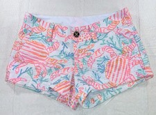 Lilly Pulitzer Walsh Shorts Getting Steamy Pink Orange Size 00 Crab and Coral