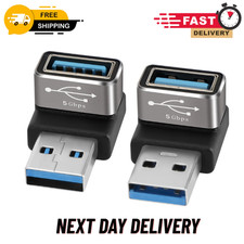 90 Degree USB 3.0 Adapter 2 Pack, Up and Down Right Angle USB A Male to Female