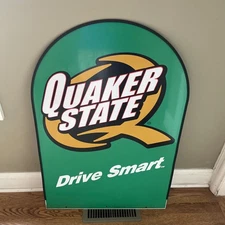 Vtg QUAKER STATE OIL Metal Advertising Sign STREET TALKER  2 Sided 37” X 25”