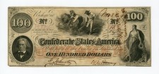 1862 T-41 $100 Confederate States of America Note - W.D. Thomason, AQM Endorsed!