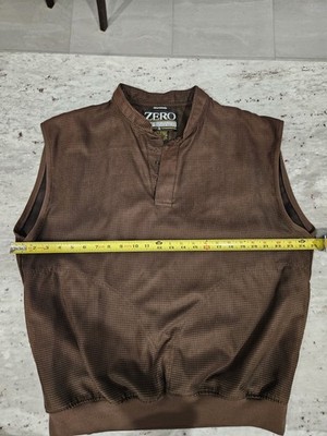 Zero Restriction Golf Vest Mens M Brown Houndstooth Microsuede 1/4 Snap USA Made