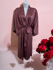 Victoria's Secret Satin Kimono Robe Size M/L Dusty Rose Soft Sexy Calf Length 