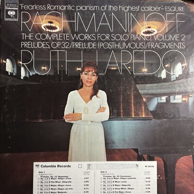 Rachmaninoff -Solo Piano Vol. 2 Ruth Laredo WHITE LABEL PROMO Vinyl Record NM LP