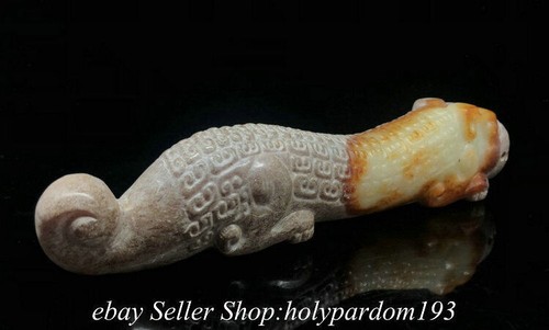 7.2" Antique Chinese Shang Dynasty Hetian Jade Nephrite Tiger Beast Statue - Picture 9 of 9