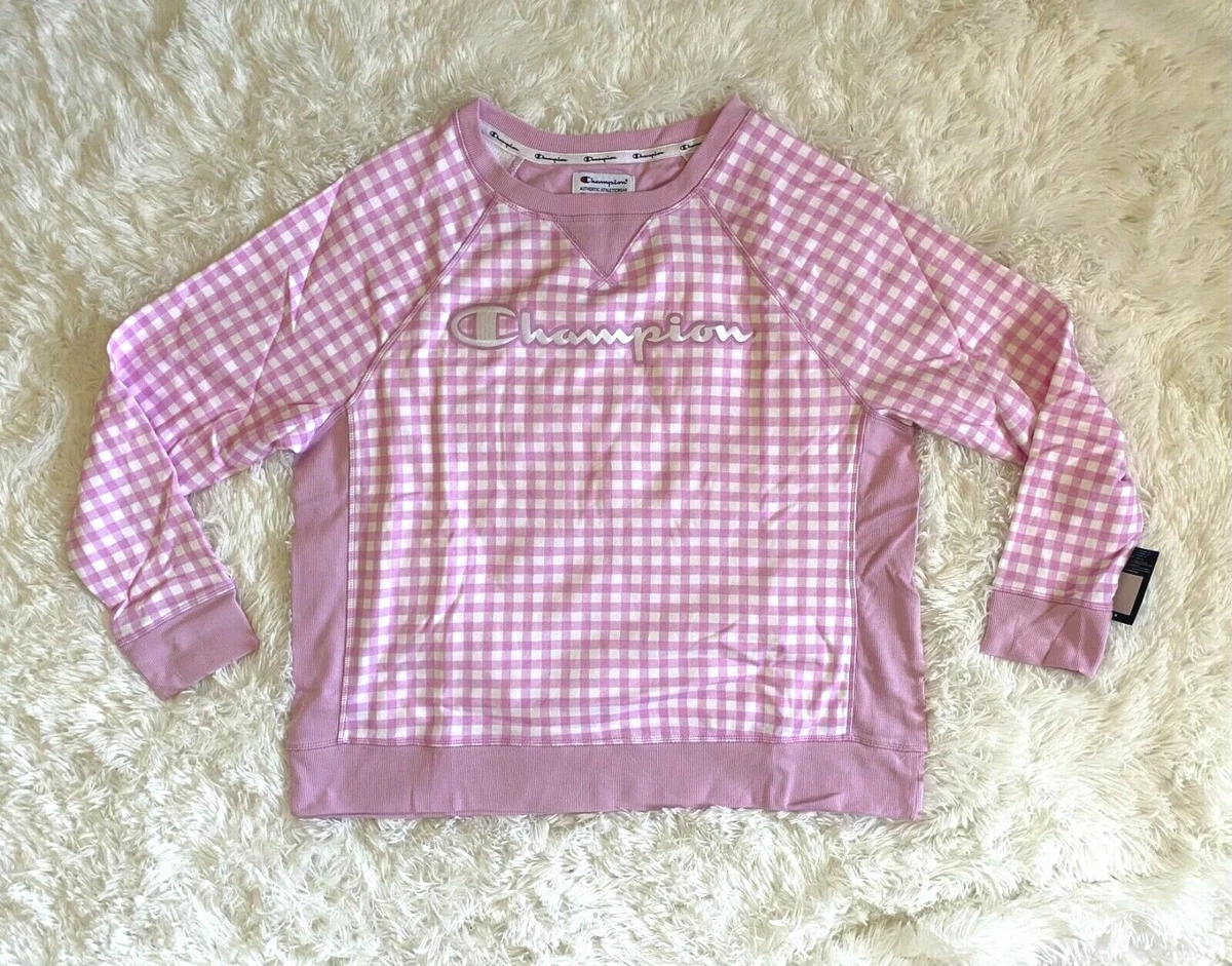 Champion pink gingham sweatshirt sale