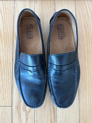 PRE-OWNED MILLBURN & CO black leather loafers dress shoes US  display picture 2