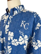 Reyn Spooner Kansas City KC Royals Aloha Shirt Mens 2XL Reverse Print Blue