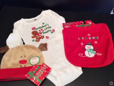 Christmas Infant Baby  Grandma s Little Sweetie  3 Pc Set New 3-6 Months Outfit