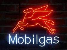 Mobil Gas Oil Mobilgas Pegasus Horse Motor 17"x14" Neon Sign Light Lamp Glass