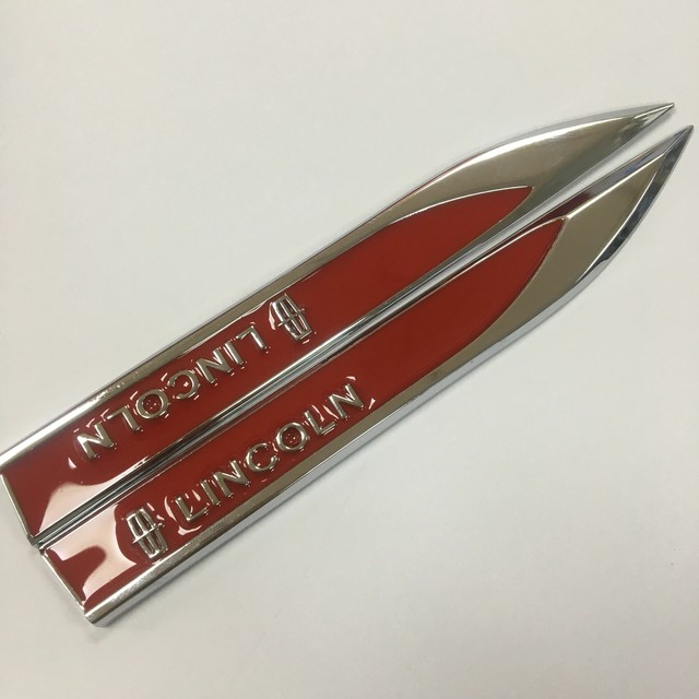 2x 3D Chrome&Red Metal Logo Knife Fender Side Badge Emblem Nameplate