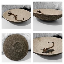 Espositore artistico vintage ciotola Portogallo corso pietra lucertola 3D beige marrone 8"