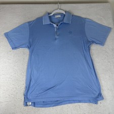 Peter Millar Polo Shirt Mens Large Blue Short Sleeve 100 Cotton Casual Golf EUC
