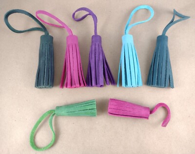 NEW KMM & Co. LEATHER TASSEL LOT - PINK BLUE PURPLE GREEN - Bag Swag Keychain