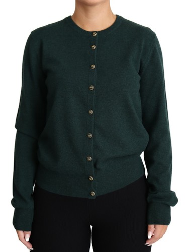 Green Cashmere Crewneck Cardigan IT40 