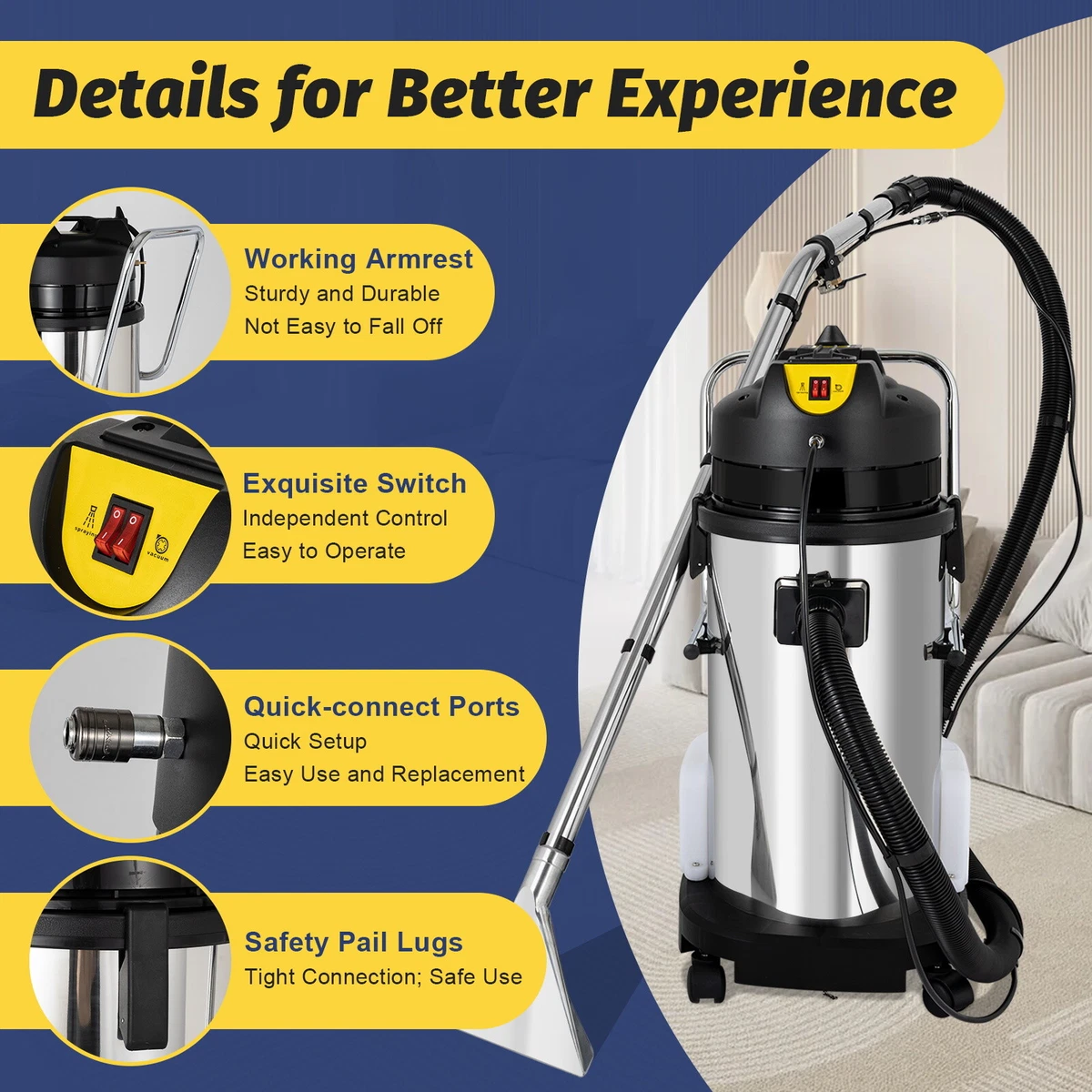 40L Pro 3in1 Commercial Cleaning Machine Carpet Cleaner Extractor Vacuum  Cleaner