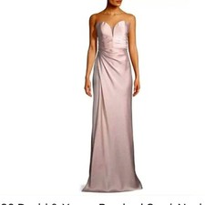 450 La Femme Luxury Gathered Satin Column maxi gown dress Prom sz 00