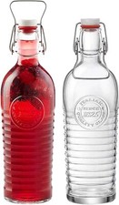 Bormioli Rocco Officina 1825 set or 2 Glass Bottles 37.25 oz, Italian Clear