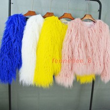 Women's Shaggy Faux Fur Coat Winter Warm Jacket Fluffy Cardigan Overcoat Outwear