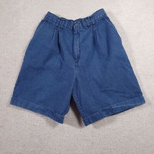 Vtg Chic Bermuda Jean Shorts Women's 14 Denim High Rise Pleated Cuffed USA Made