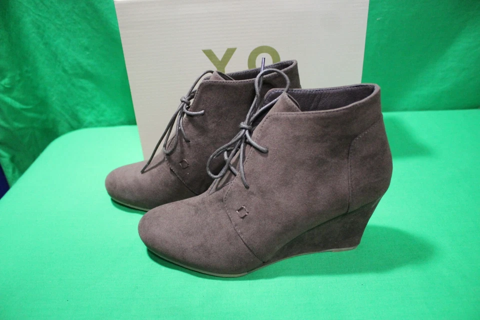 YOKI Marrón Botines de Cuña con Cordones Mujer Talla 10 Zapatos de Tacón al Tobillo Nuevos en Caja Foto 2 de 4