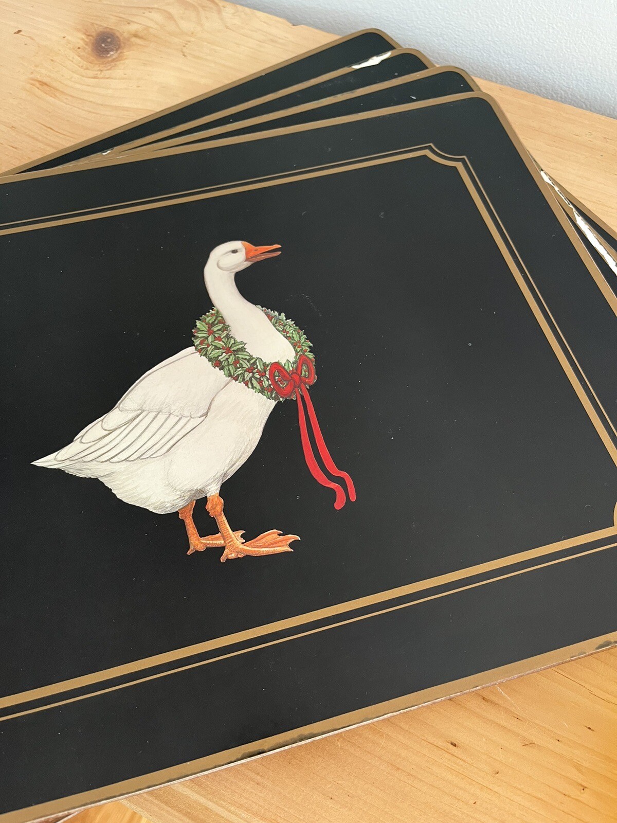 Vintage Pimpernel Christmas Goose Cork Backed Placemats Set of 4 eBay