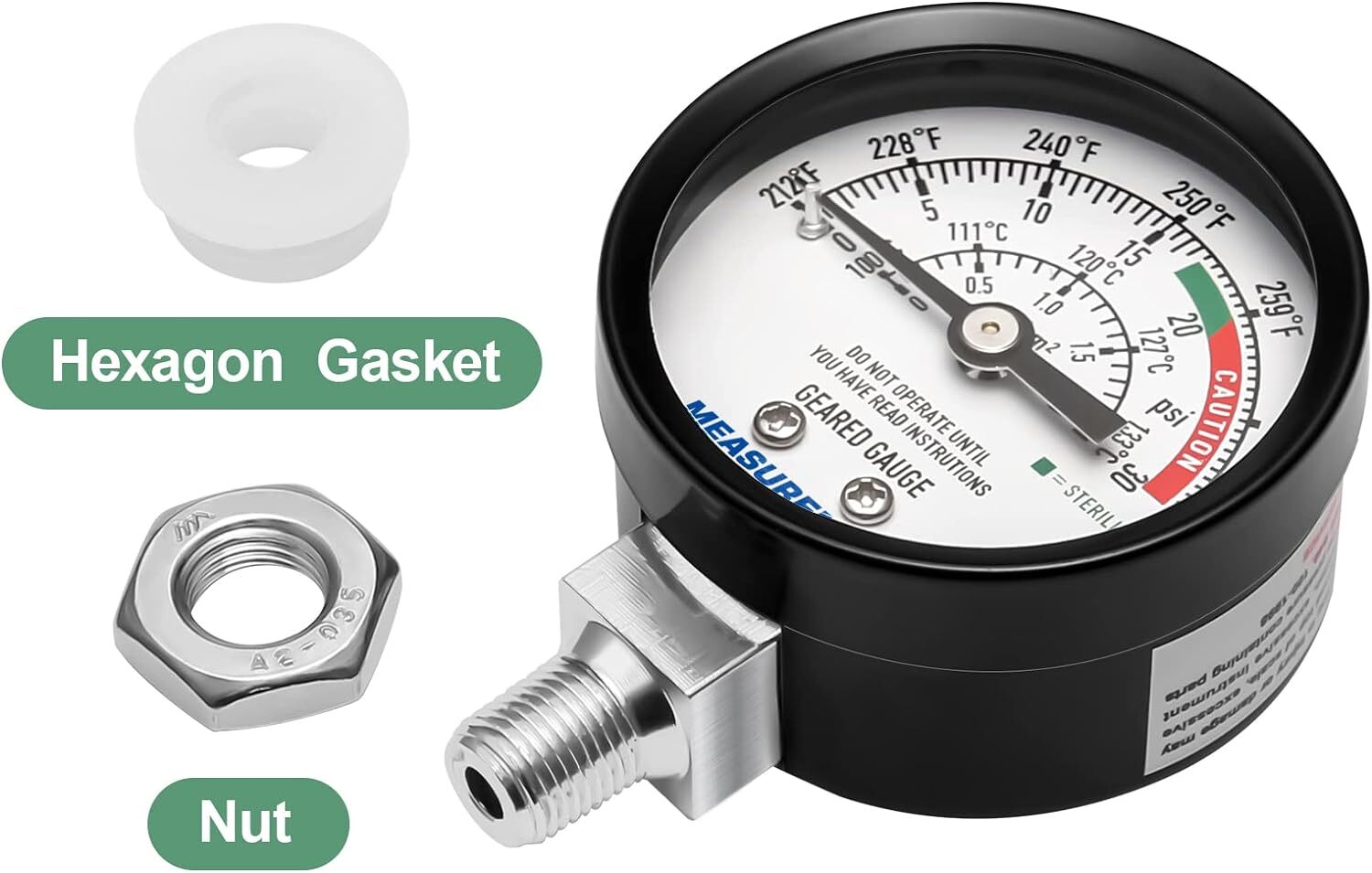 Black Steel Pressure Cooker Gauge, Pressure Canner Gauge, Steam