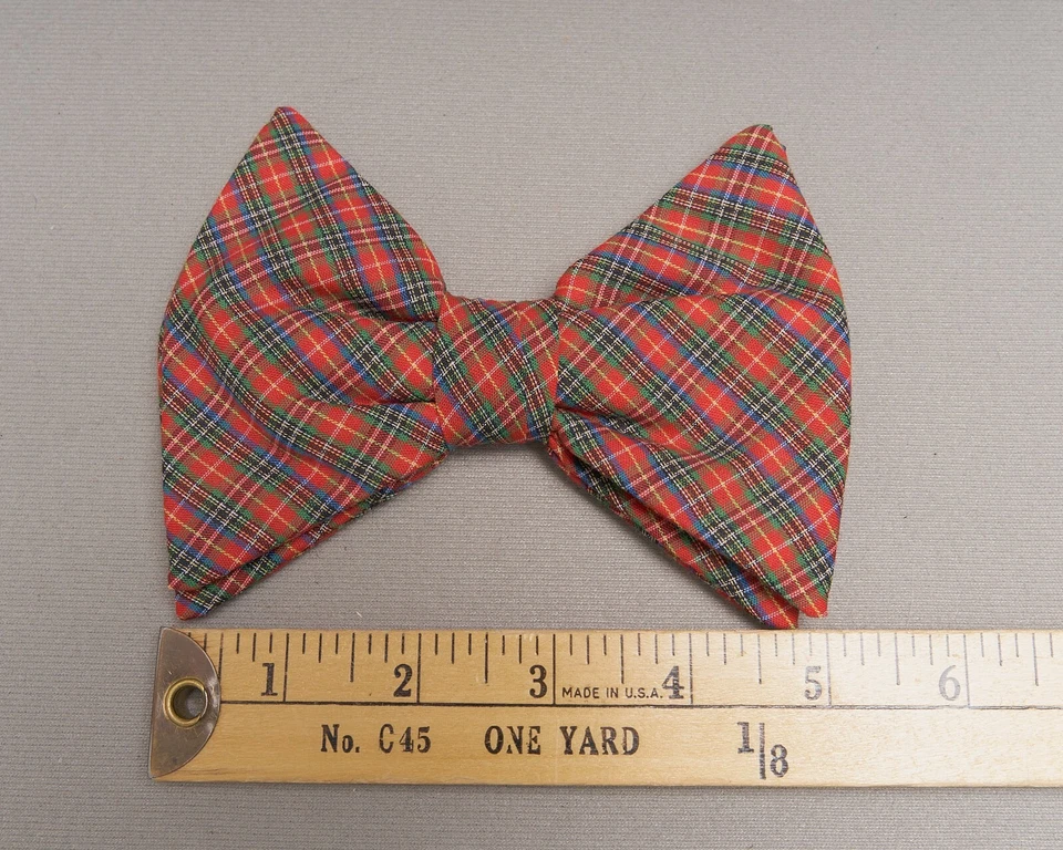 Pajarita vintage Wembley roja a cuadros tartán algodón clip años 60 70 Foto 4 de 4