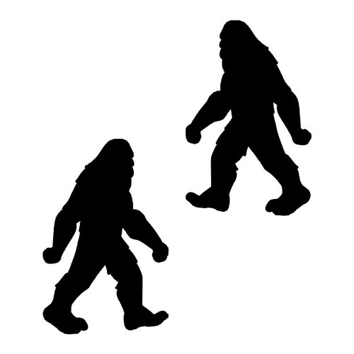 Produktbild von Bigfoot Sasquatch Foot Outline Shape Sticker Decal Vinyl - 2 Pack White, 4 Inches, 6 Inches - No Background Die Cut For Car Boat Laptop