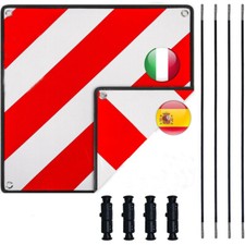 Warntafel 2-in-1 für Italien Spanien Aluminium weiß-rot Wohnmobil Träger 50x50cm