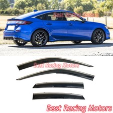 For 2022-2026 Honda Civic Mu-gen Style Side Window Visors + Stainless Steel Trim