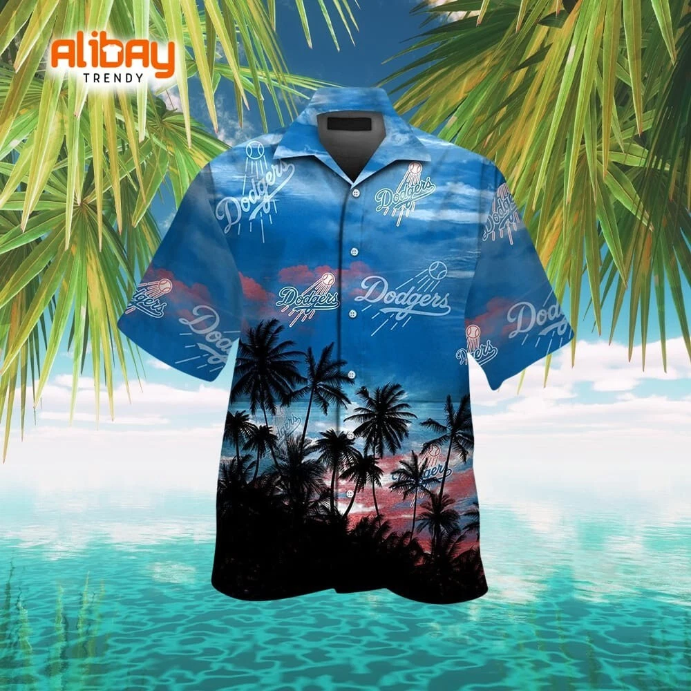 Dodgers Tropical Breeze Short Sleeve Button-Up Hawaiian Shirt