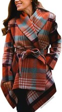 Chicwish Women's Turn Down Shawl Collar Earth Tones Wool Blend Coat Size Small