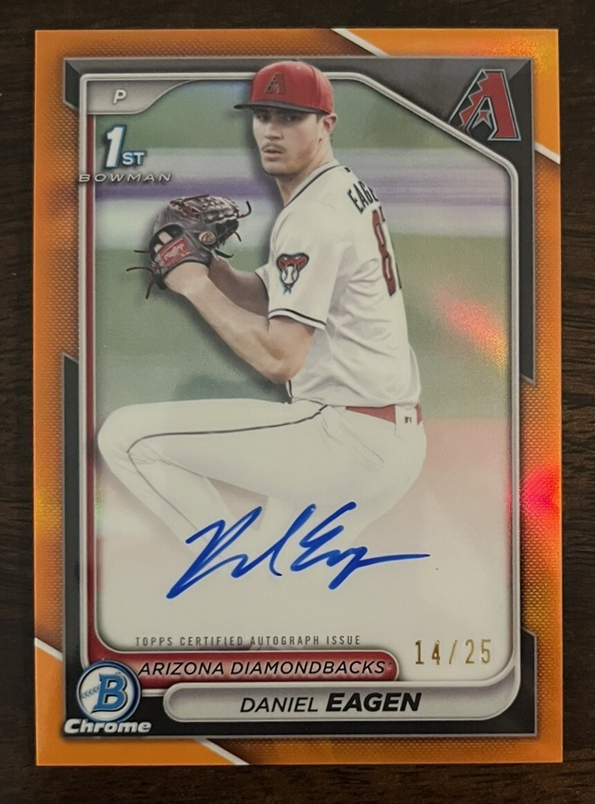 2024 Bowman Draft Chrome Daniel Eagen Orange Refractor Auto /25 1st Bowman