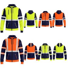 Felpa con cappuccio uomo Hi Vis abbigliamento da lavoro sicurezza alta visibilità pile zip