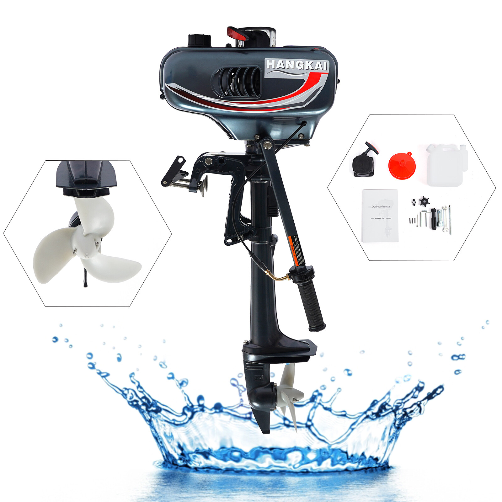 HANGKAI Outboard Motor Fishing Boat Engine Water Cooling System 2-Stroke 3.5HP