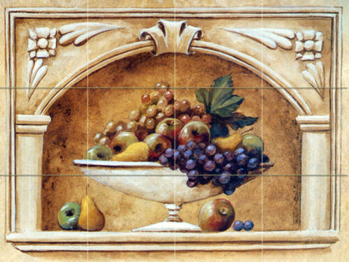 Art Mural Tumbled Marble Grape Apple Decor Tile #111