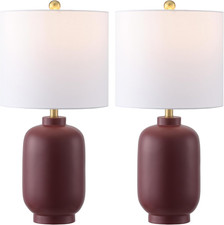 SAFAVIEH Lighting Collection - Madsen Burgundy Resin Table Lamp Set of 2, 20" De