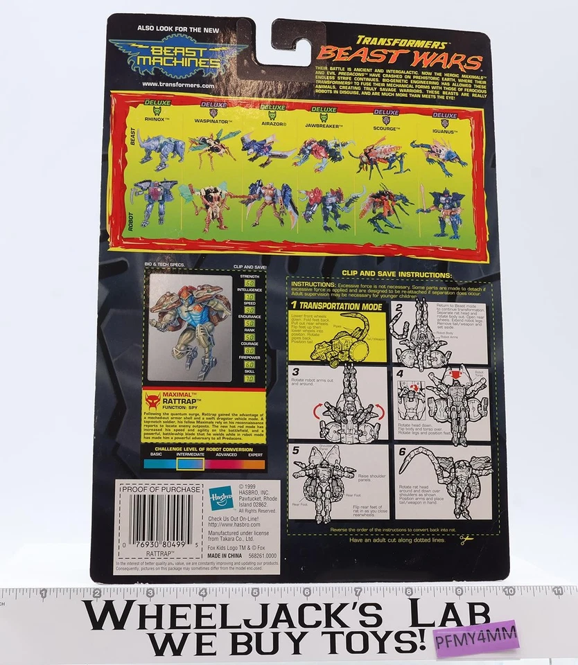 Figura de acción Hasbro Rattrap Transformers Beast Wars 1999 NUEVO SELLADO Foto 2 de 4