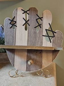 BASEBALL GLOVE BAT & BALL HOLDER Wall Shelf Sports Team Bedroom Decor