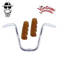Original Lowrider 9" 25.4 D Handlebar Chrome 0214 120mm Grips Sparkle/ Brown