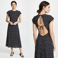 Urban Outfitters Midi Dress Blue and White Polka Dot size S Short Sleeve