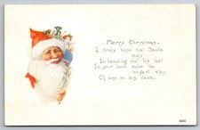 Postcard Merry Christmas Santa Claus With Toy Pack Loot Poem Made In USA