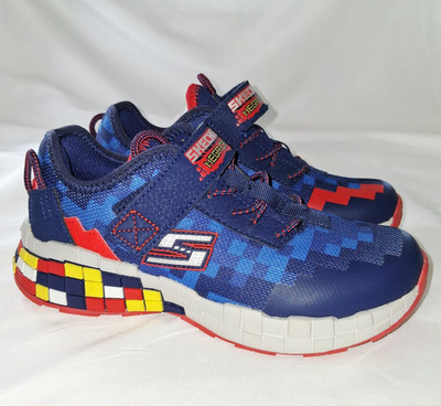 Skechers Mega-Craft Super Z Boys Sneakers Size 3 Navy Red Pixel Air Cooled